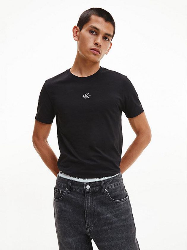 Calvin Klein USA Organic Cotton Monogram Mens T-Shirt Black 6283910-NG